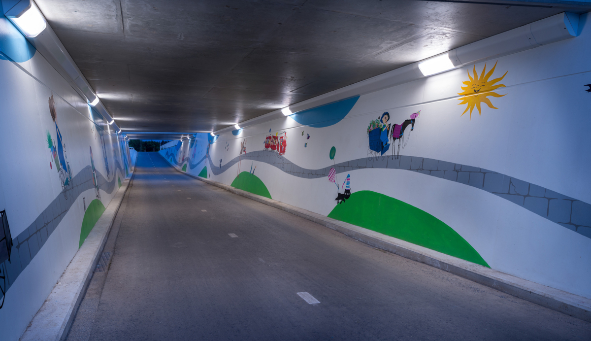 Lightronics Ventego armaturen in een fietstunnel in Zaltbommel