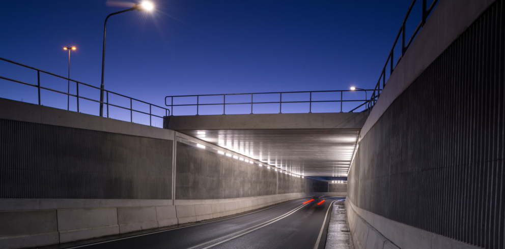 Lightronics PLUTEGO LED armaturen in een autotunnel in Bunnik