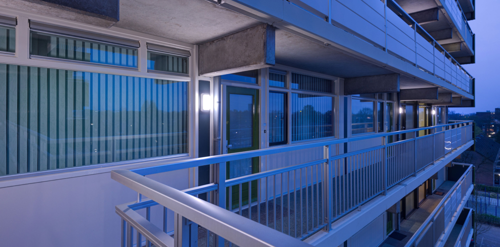 Lightronics TPS armaturen in de galerij van een appartementencomplex in Zwanenveld in Nijmegen